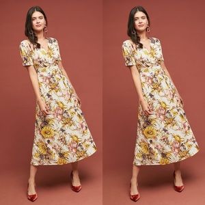Anthropologie Sunflower Wrap Dress